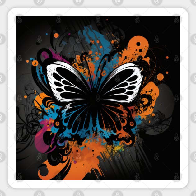 Cosmic Butterfly Splatter Paint Sticker by TheArtfulAllie